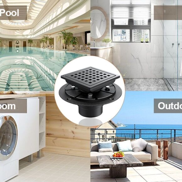 4INCH Stainless Steel Square Shower Drain with Flange-Shower Floor Drain - Picture 8 of 8